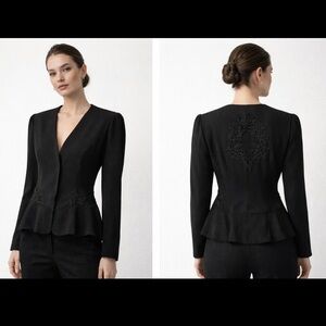 Vintage Algo-Ettes Black Lace Peplum Jacket Blazer Made in Canada